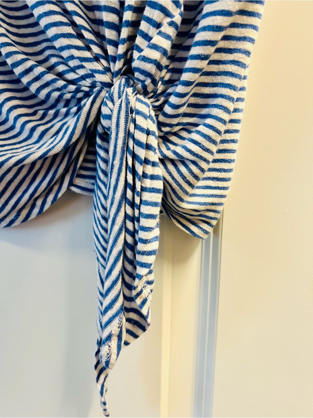 Banana Republic Linen Blue and White Striped Tie-Front Sleeveless Top - Picture 4 of 8